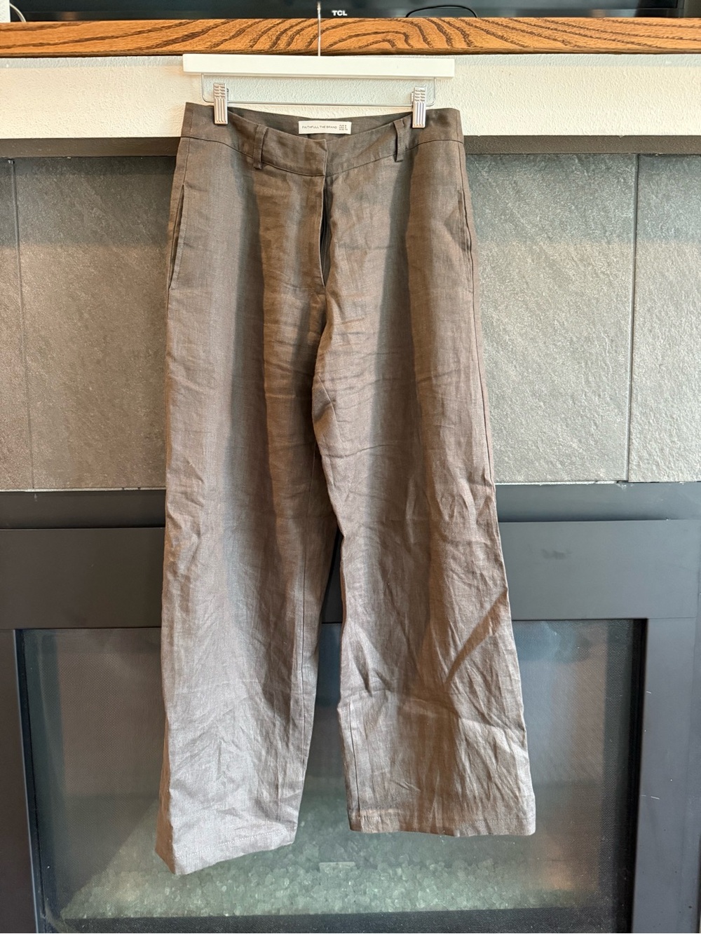 Faithfull the Brand Taupe Linen-Blend Chinos